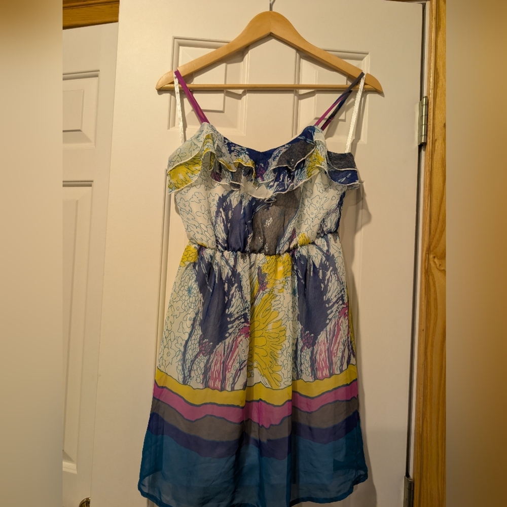 Lily Rose - Multicolored Floral/Abstract Spaghetti Strap Dress- Extra Small (XS)
